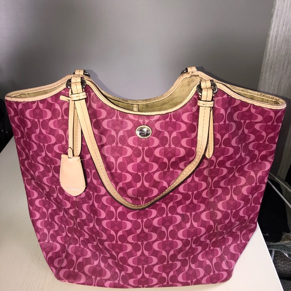 Coach Handbags - Large Fuchsia Coach Tote Used